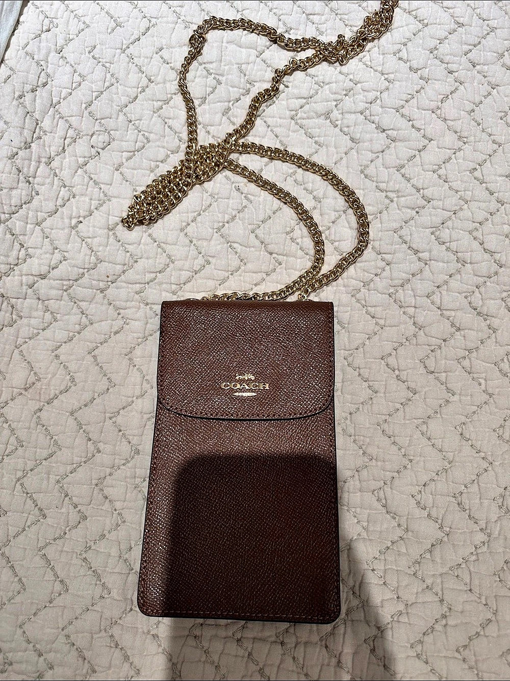 Coach North South Phone Crossbody Brown